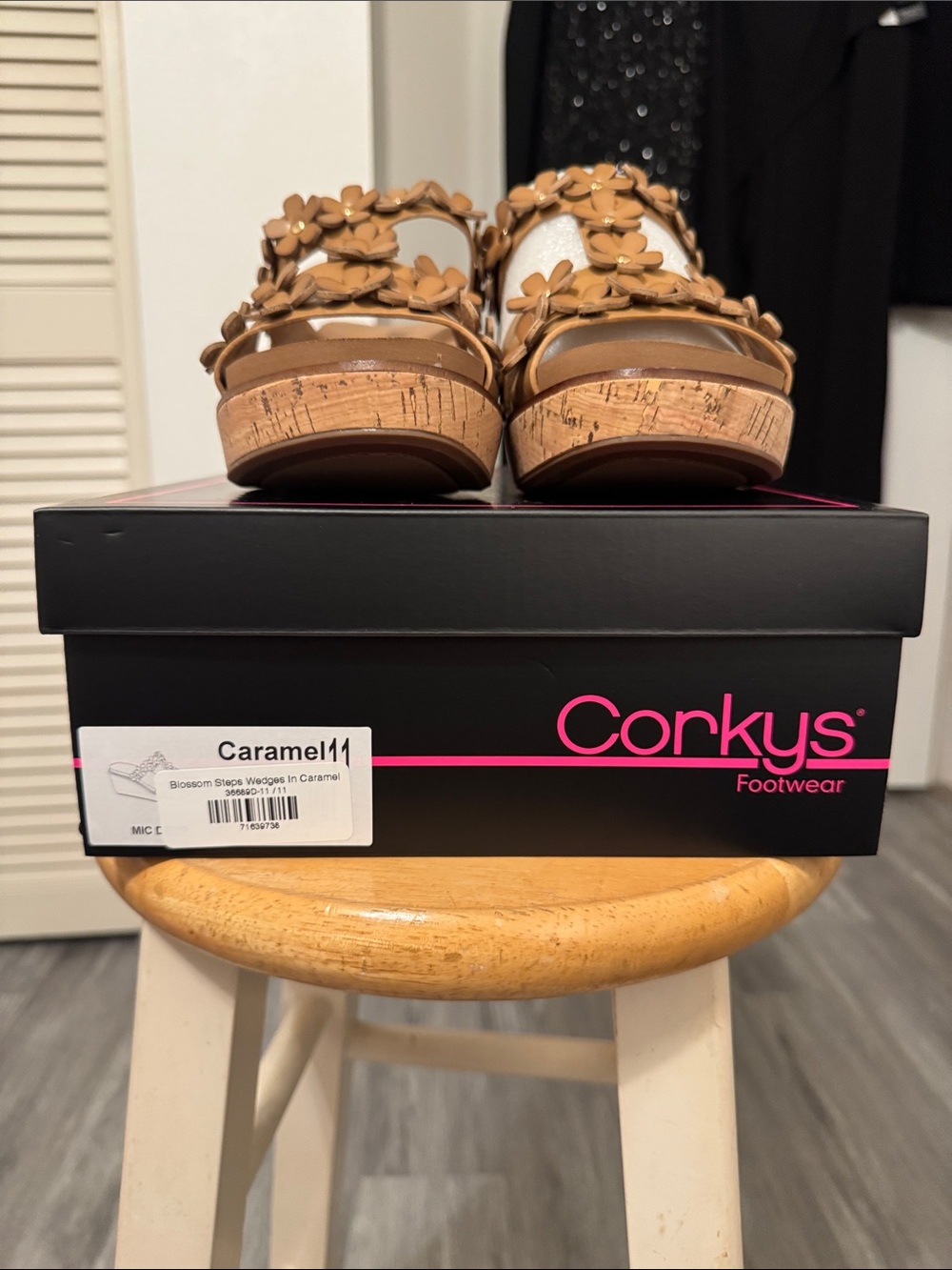 Corkys Caramel Floral Cork Platform Wedge Sandals